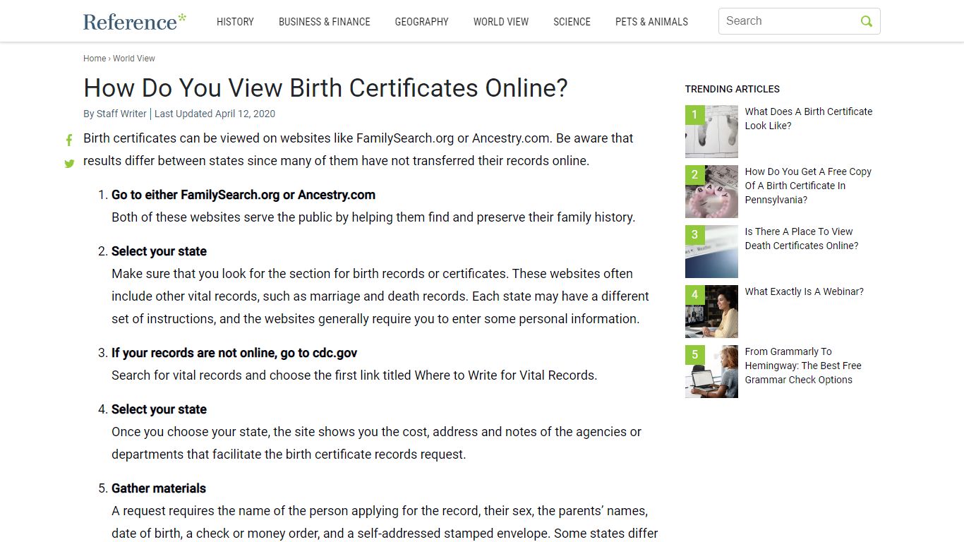 How Do You View Birth Certificates Online? - Reference.com